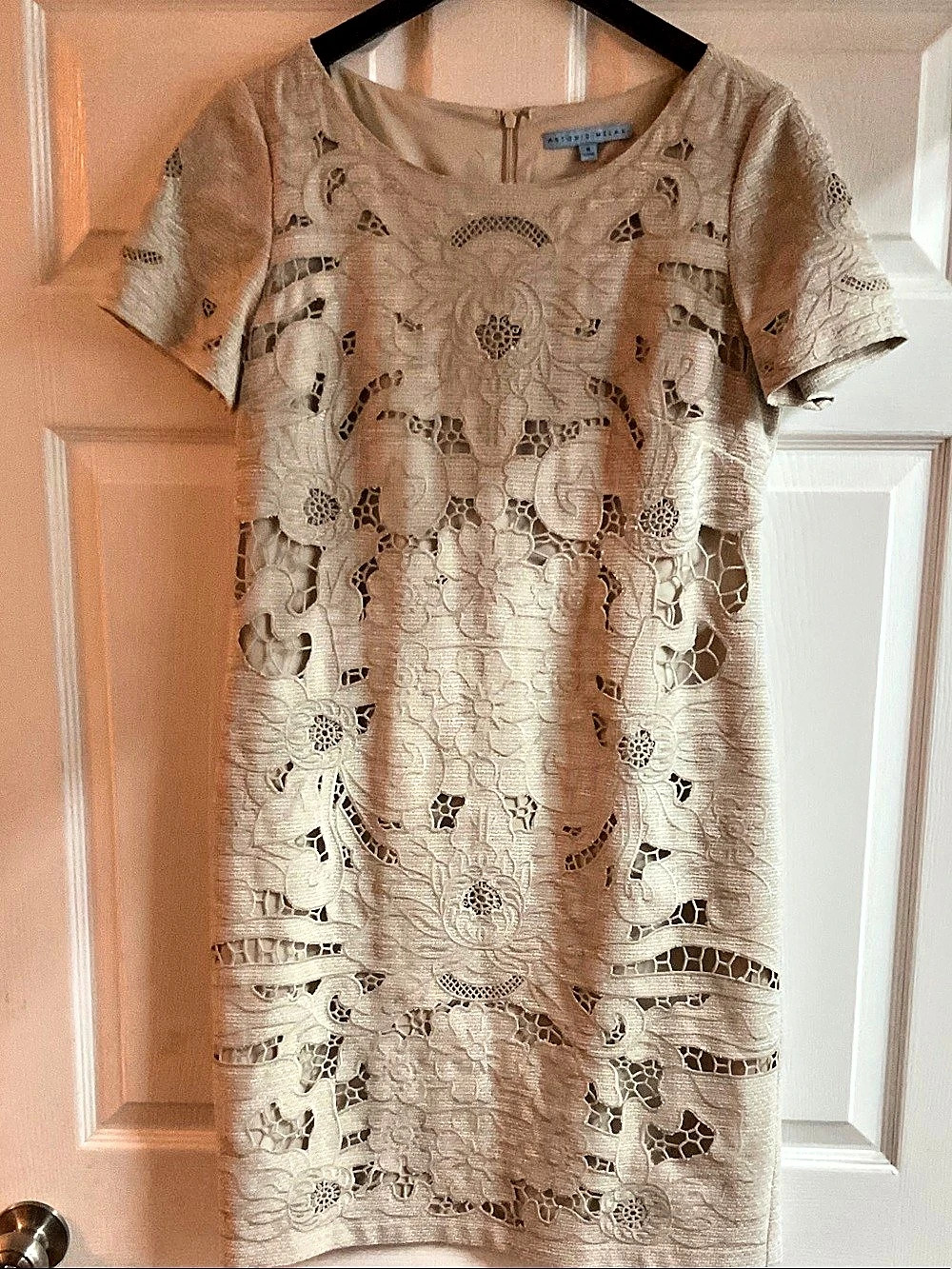 Antonio Melani Lace Mini Dress in Beige Size 8 Like New